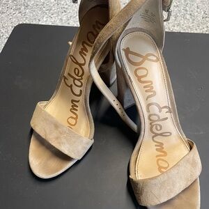 SAM Tan Suede Heeled Sandals